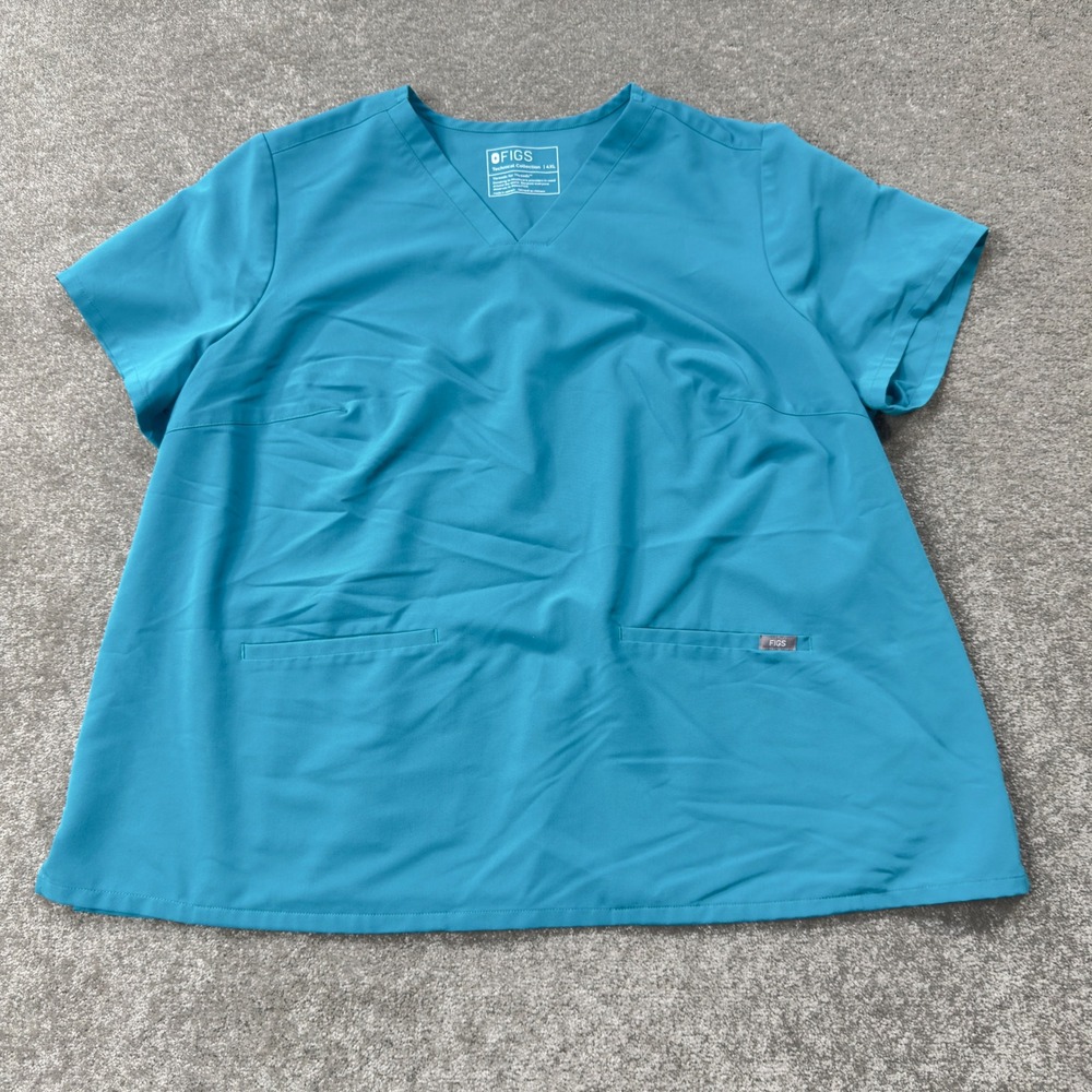 FIGS Casma Scrub Top Women 4XL Blue V Neck Technical Collection 1SW100002 Teal
